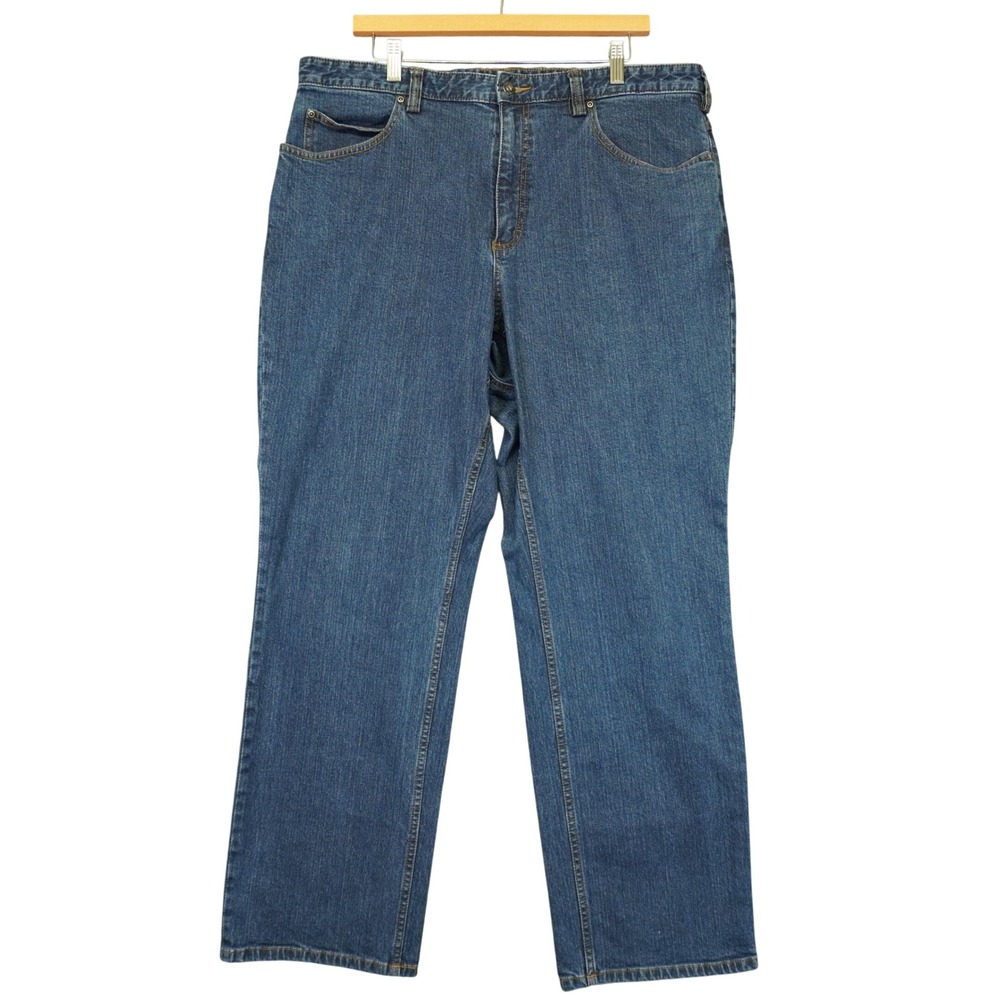 Duluth Trading Flex Weekender Jeans Mens 38x32 Blue Straight Leg Stretch Denim